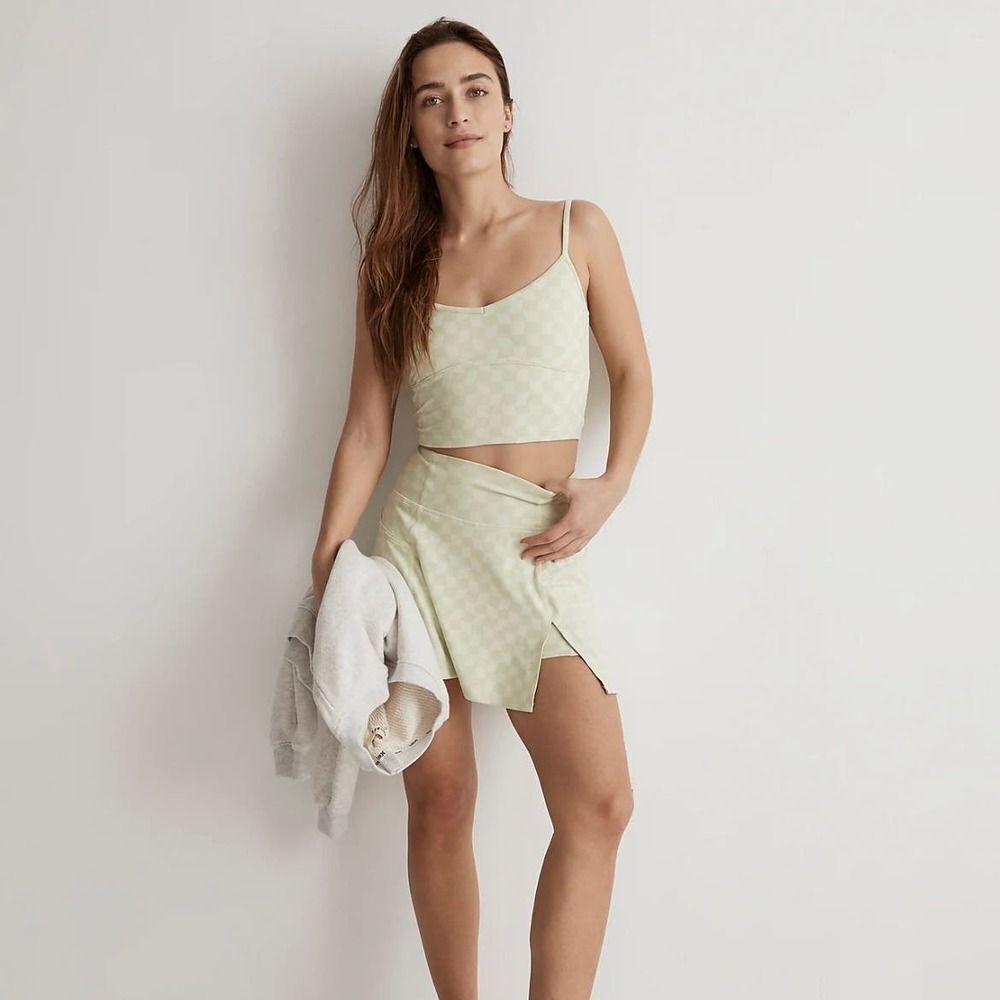 NWT Madewell Green Checkerboard Flex Longline Bra Size‎ XS